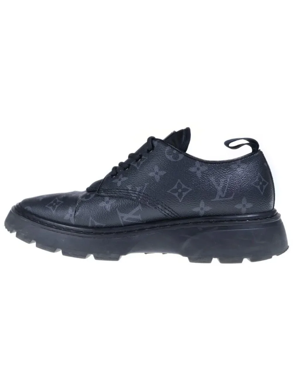 Louis Vuitton LV Gold Line Monogram Eclipse Leather Derby Shoes Black